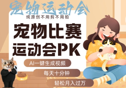 AI一键生成宠物比赛运动会PK视频，纯原创不用剪不用拍，每天十分钟，轻松月入过1W+-创安网_汇聚全网热门项目资源