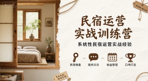 民宿运营实战训练营，系统性民宿运营实战经验-创安网_汇聚全网热门项目资源