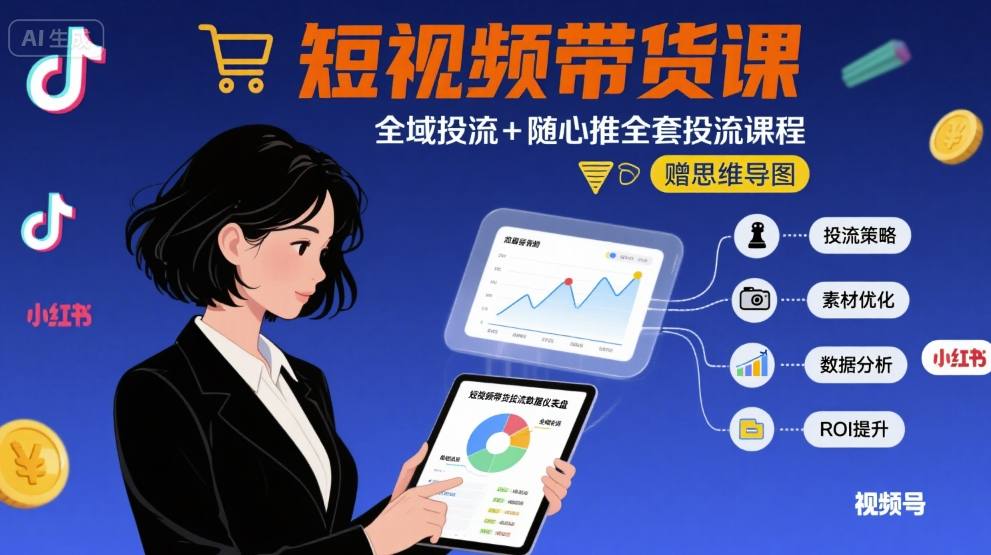最新短视频带货课，全域投流+随心推全套投流课程+思维导图-创安网_汇聚全网热门项目资源