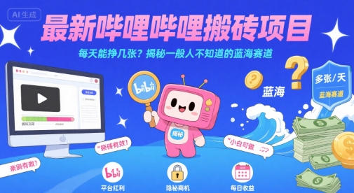 最新哔哩哔哩上B站搬砖项目，每天能挣几张？揭秘一般人不知道的蓝海赛道-创安网_汇聚全网热门项目资源