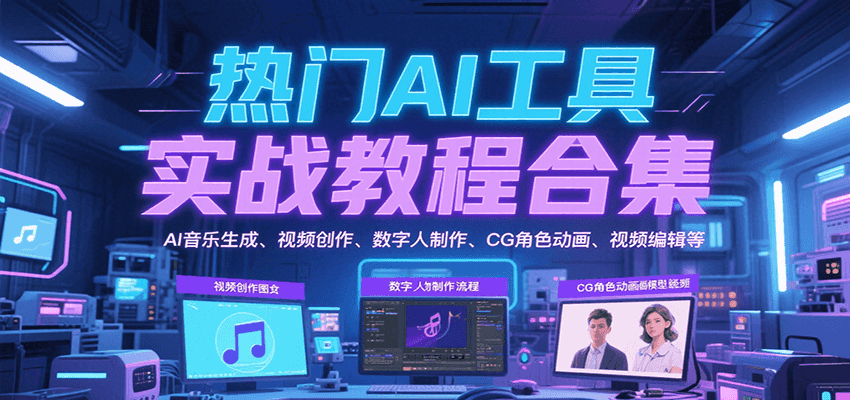 热门AI工具实战教程合集，AI音乐生成、视频创作、数字人制作、CG角色动画、视频编辑等-创安网_汇聚全网热门项目资源