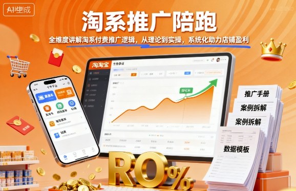 淘系推广陪跑，全维度讲解淘系付费推广逻辑，从理论到实操，系统化助力店铺盈利-创安网_汇聚全网热门项目资源