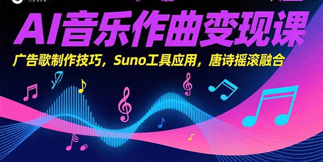 （15370期）AI音乐作曲变现课，广告歌制作技巧，Suno工具应用，唐诗摇滚融合-创安网_汇聚全网热门项目资源