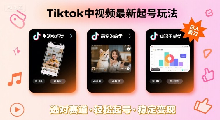 Tiktok中视频最新起号玩法，想要日入百刀，做好这几个赛道就可以了-创安网_汇聚全网热门项目资源