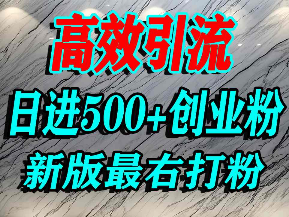 最右打创业粉，百分之九十九同行都不知道的空白蓝海，单人日引500+精准流量-创安网_汇聚全网热门项目资源