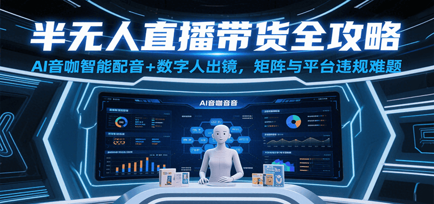 半无人直播带货全攻略：AI音咖智能配音+数字人出镜，解决账号矩阵与平台违规难题-创安网_汇聚全网热门项目资源