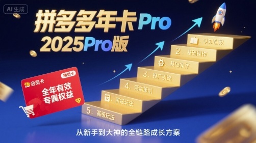 拼多多年卡2025Pro版，五大板块从认知到基础、从推广到活动、从活动到玩法-创安网_汇聚全网热门项目资源