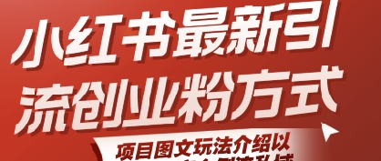 小红书最新引流创业粉方式，项目图文玩法介绍以及如何安全倒流私域-创安网_汇聚全网热门项目资源
