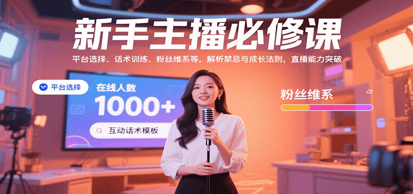 新手主播必修课：平台选择、话术训练、粉丝维系等，解析禁忌与成长法则，突破直播能力-创安网_汇聚全网热门项目资源