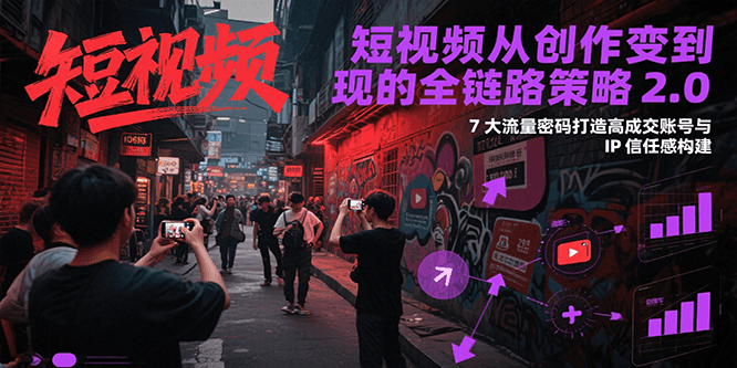 短视频从创作到变现的全链路策略2.0，7大流量密码构建IP信任感打造高成交账号-创安网_汇聚全网热门项目资源