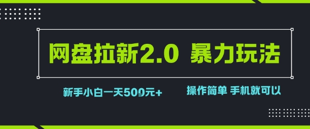 网盘拉新2.0暴力玩法，新手小白一天轻松5张，操作简单-创安网_汇聚全网热门项目资源