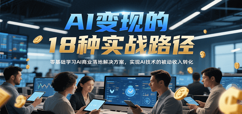 AI变现的18种实战路径，零基础学习AI商业落地解决方案，实现AI技术的被动收入转化-创安网_汇聚全网热门项目资源