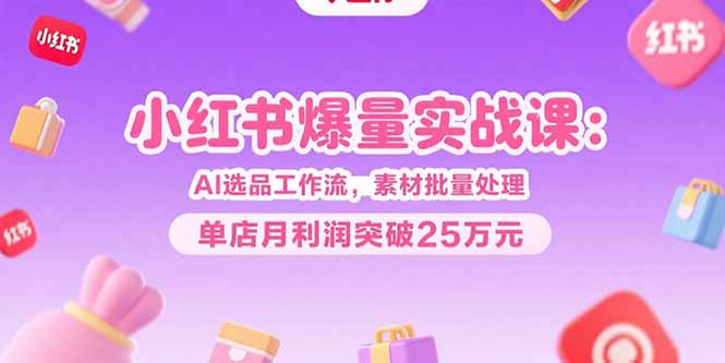 （15462期）小红书爆量实战课：AI选品工作流，素材批量处理，单店月利润突破25万元-创安网_汇聚全网热门项目资源