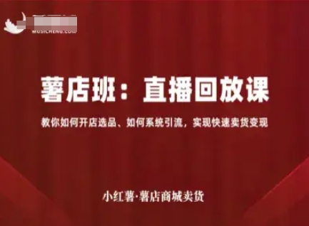 小红薯薯店商城卖货直播回放课，教你如何开店选品、如何系统引流，实现快速卖货变现-创安网_汇聚全网热门项目资源