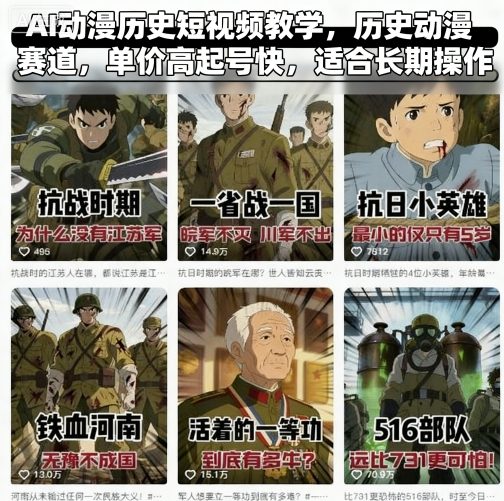 AI动漫历史短视频教学，历史动漫赛道，单价高起号快，适合长期操作-创安网_汇聚全网热门项目资源