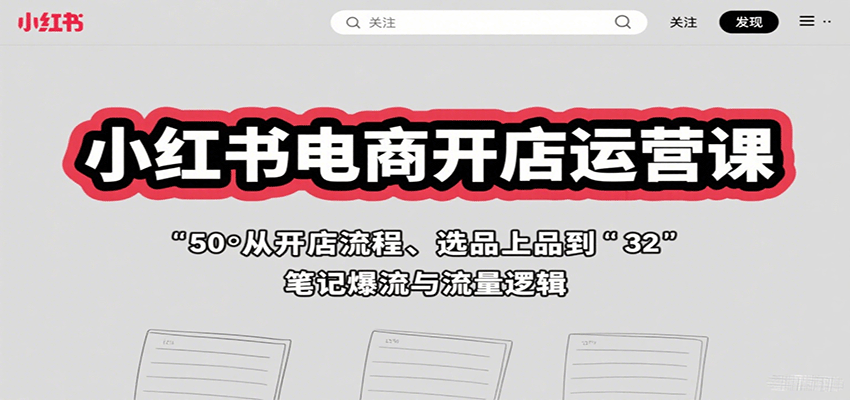 小红书电商开店运营课：从开店流程、选品上品到笔记爆流与流量逻辑-创安网_汇聚全网热门项目资源