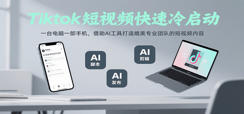Tiktok短视频快速冷启动，一台电脑一部手机，借助AI工具打造媲美专业团队的短视频内容-创安网_汇聚全网热门项目资源