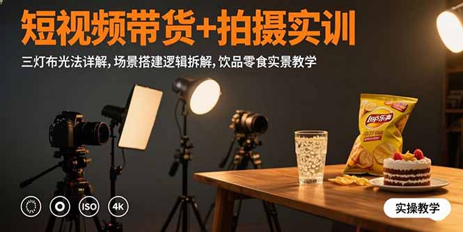 （15540期）短视频带货+拍摄实训：三灯布光法详解,场景搭建逻辑拆解,饮品零食实景教学-创安网_汇聚全网热门项目资源