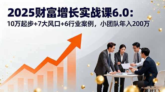 （16004期）2025财富增长实战课6.0：10万起步+7大风口+6行业案例，小团队年入200万-创安网_汇聚全网热门项目资源