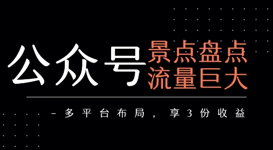 公众号流量主-景点盘点 流量巨大 多平台布局享3份收益-创安网_汇聚全网热门项目资源