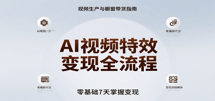 AI视频特效变现全流程，零基础7天掌握视频生产到橱窗带货变现-创安网_汇聚全网热门项目资源