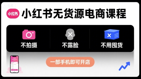 小红书无货源电商课程，不拍摄不露脸不用囤货，一部手机即可开店-创安网_汇聚全网热门项目资源