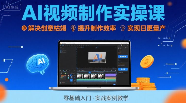 Ai视频制作实操课，解决创意枯竭、效率低下痛点，实现日更量产可持续变现-创安网_汇聚全网热门项目资源