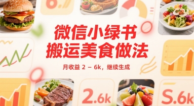 微信小绿书搬运美食做法 月收益 2-6k-创安网_汇聚全网热门项目资源
