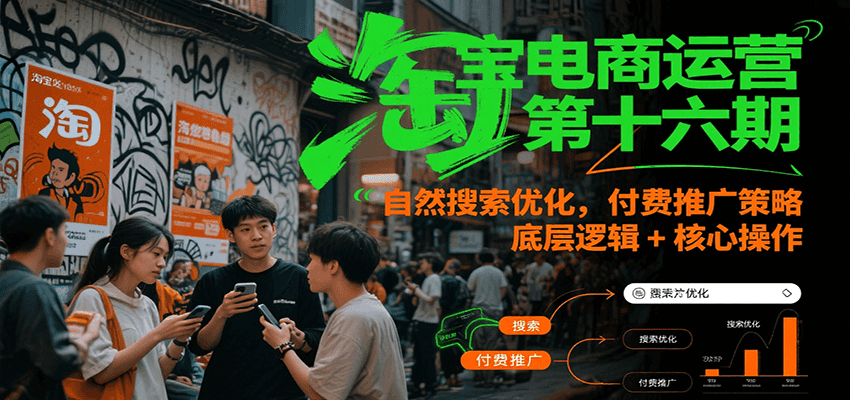 淘宝电商运营第十六期，自然搜索优化，付费推广策略，底层逻辑+核心操作-创安网_汇聚全网热门项目资源