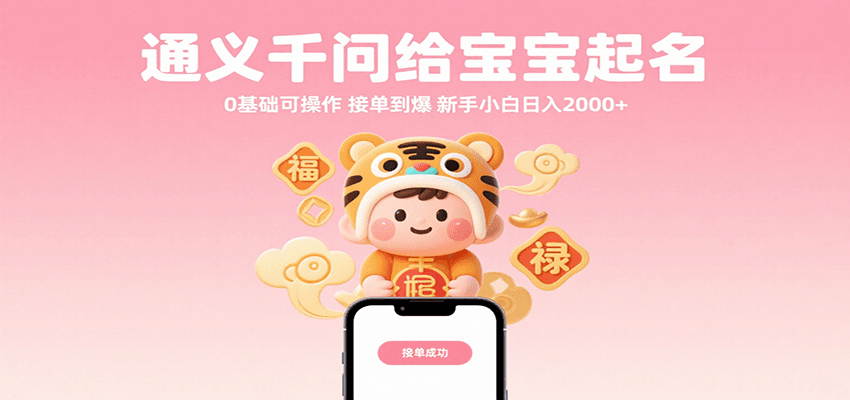 通义千问给宝宝起名 0基础可操作 接单到爆 新手小白日入2000+-创安网_汇聚全网热门项目资源
