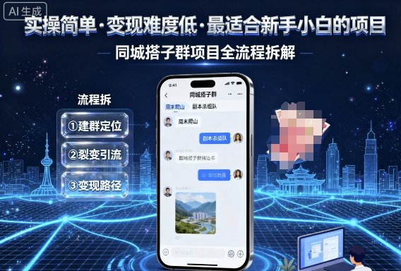 实操简单，变现难度低，最适合新手小白做的项目，每天轻松收入3张，同城搭子群项目全流程拆解-创安网_汇聚全网热门项目资源