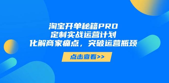 淘宝开单秘籍PRO，定制实战运营计划，化解商家痛点，突破运营瓶颈-创安网_汇聚全网热门项目资源