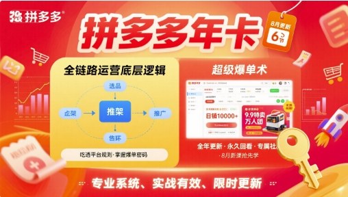 拼多多年卡【8月更新6节】拼多多全链路运营底层逻辑，超级爆单术-创安网_汇聚全网热门项目资源