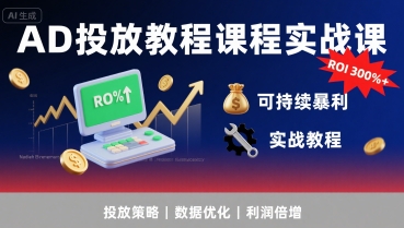 AD投放教程课程实战课，实现广告ROI300%+可持续暴利-创安网_汇聚全网热门项目资源