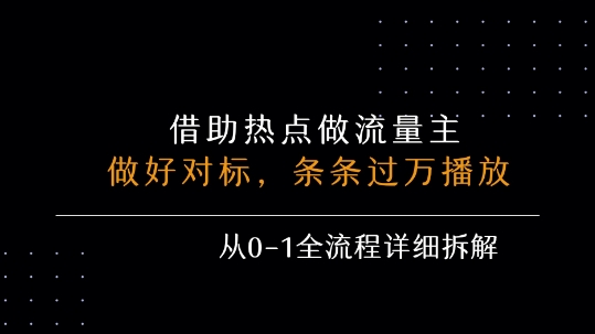 借力热点，乘顺风车玩流量主，条条过万播放， 每月收益5k+，从0-1全流程详细拆解-创安网_汇聚全网热门项目资源