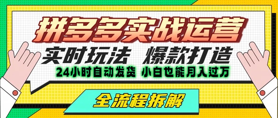 拼多多最新实战运营高投产：长久稳定项目，单店利润一天三位数-创安网_汇聚全网热门项目资源
