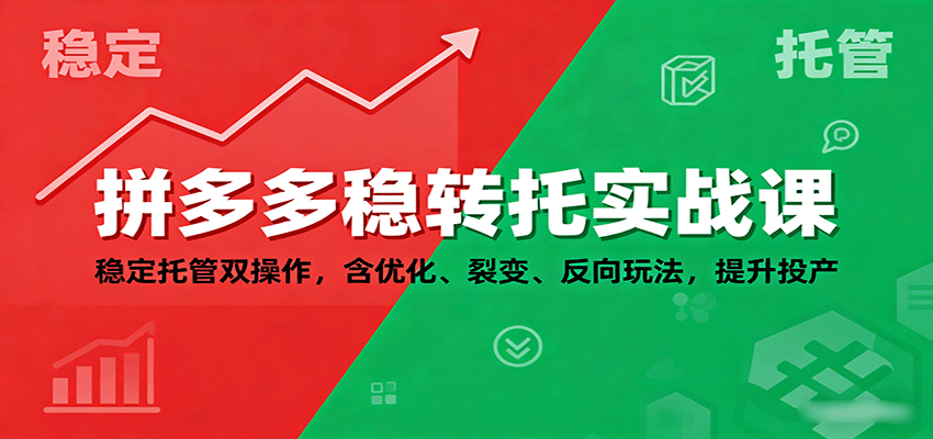 拼多多稳转托实战课：稳定托管双操作，含优化、裂变、反向玩法，提升投产-创安网_汇聚全网热门项目资源