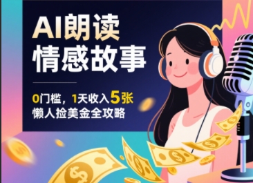 Ai朗读情感故事，0门槛，1天收入5张，每天10分钟，懒人捡美金全攻略-创安网_汇聚全网热门项目资源