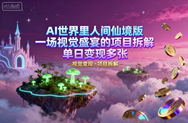 AI世界里人间仙境版，一场视觉盛宴的项目拆解，单日变现多张-创安网_汇聚全网热门项目资源