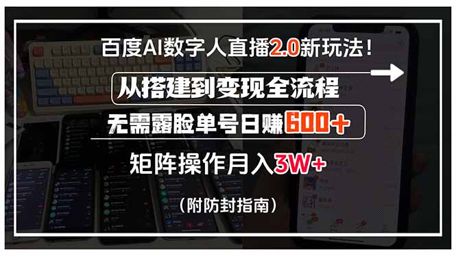 （15555期）百度AI数字人直播2.0新玩法！从搭建到变现全流程，无需露脸单号日赚600…-创安网_汇聚全网热门项目资源