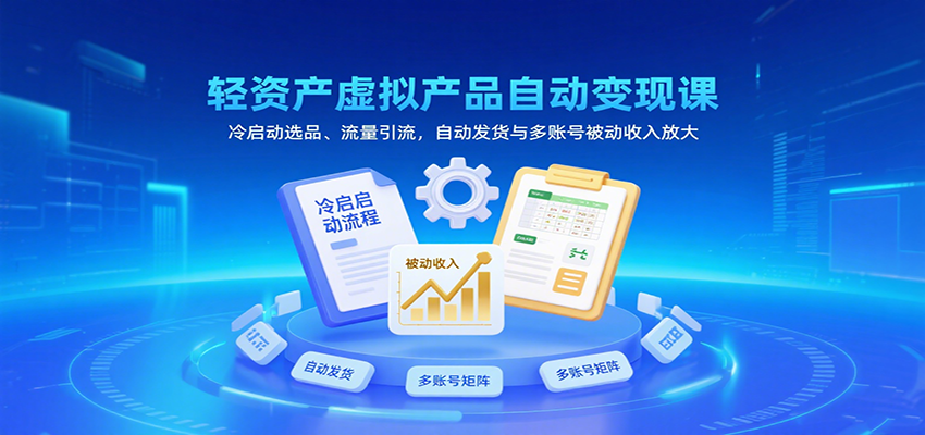 轻资产虚拟产品自动变现课，冷启动选品、流量引流，自动发货与多账号被动收入放大-创安网_汇聚全网热门项目资源