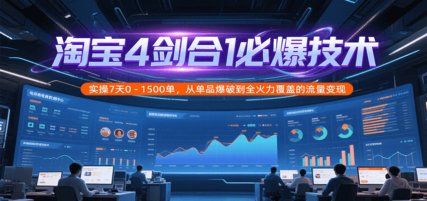 淘宝4剑合1必爆技术，实操7天0-1500单，从单品爆破到全火力覆盖的流量变现-创安网_汇聚全网热门项目资源