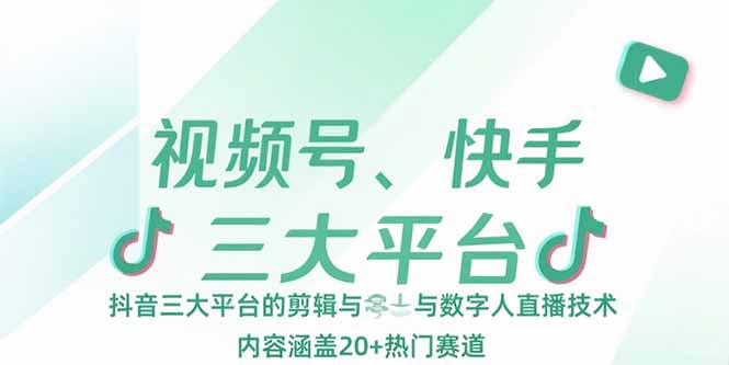 （15449期）视频号、快手、抖音三大平台的剪辑与数字人直播技术，内容涵盖20+热门赛道-创安网_汇聚全网热门项目资源