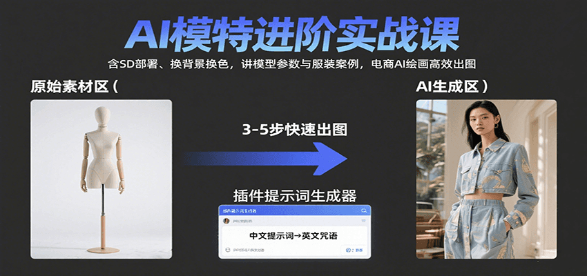 AI模特进阶实战课：含SD部署、换背景换色，讲模型参数与服装案例，电商AI绘画高效出图-创安网_汇聚全网热门项目资源