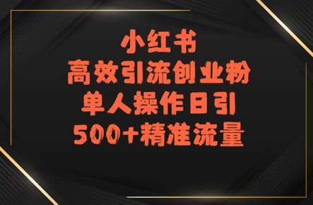小红书高效引流创业粉，单人操作日引500+精准流量-创安网_汇聚全网热门项目资源