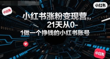 小红书涨粉变现营，21天从0-1做一个挣钱的小红书账号-创安网_汇聚全网热门项目资源