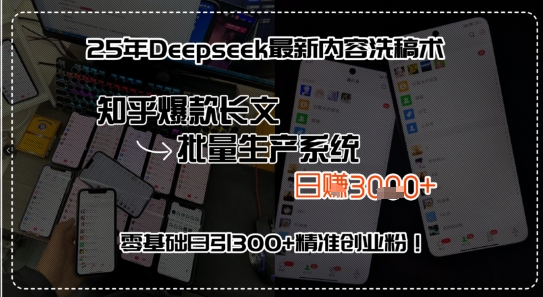 25年Deepseek最新内容洗稿术，知乎爆款长文批量生产系统，零基础日引300+精准创业粉!-创安网_汇聚全网热门项目资源