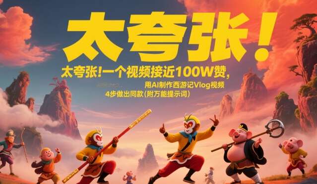 太夸张！一个视频接近100W赞，用AI制作西游记Vlog视频，全流程拆解来了(附万能提示词)-创安网_汇聚全网热门项目资源