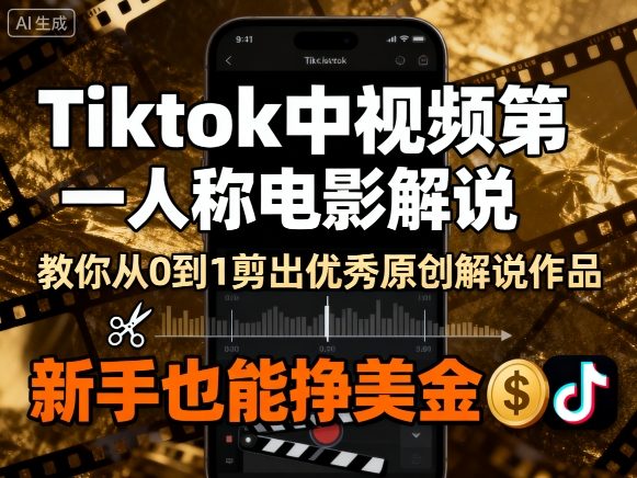 Tiktok中视频第一人称电影解说，教你从0到1剪出一个优秀的原创解说作品，新手也能挣美金-创安网_汇聚全网热门项目资源