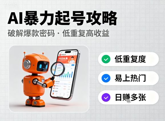 今日头条新玩法，AI暴力起号，重复度低，更容易爆，日入多张-创安网_汇聚全网热门项目资源